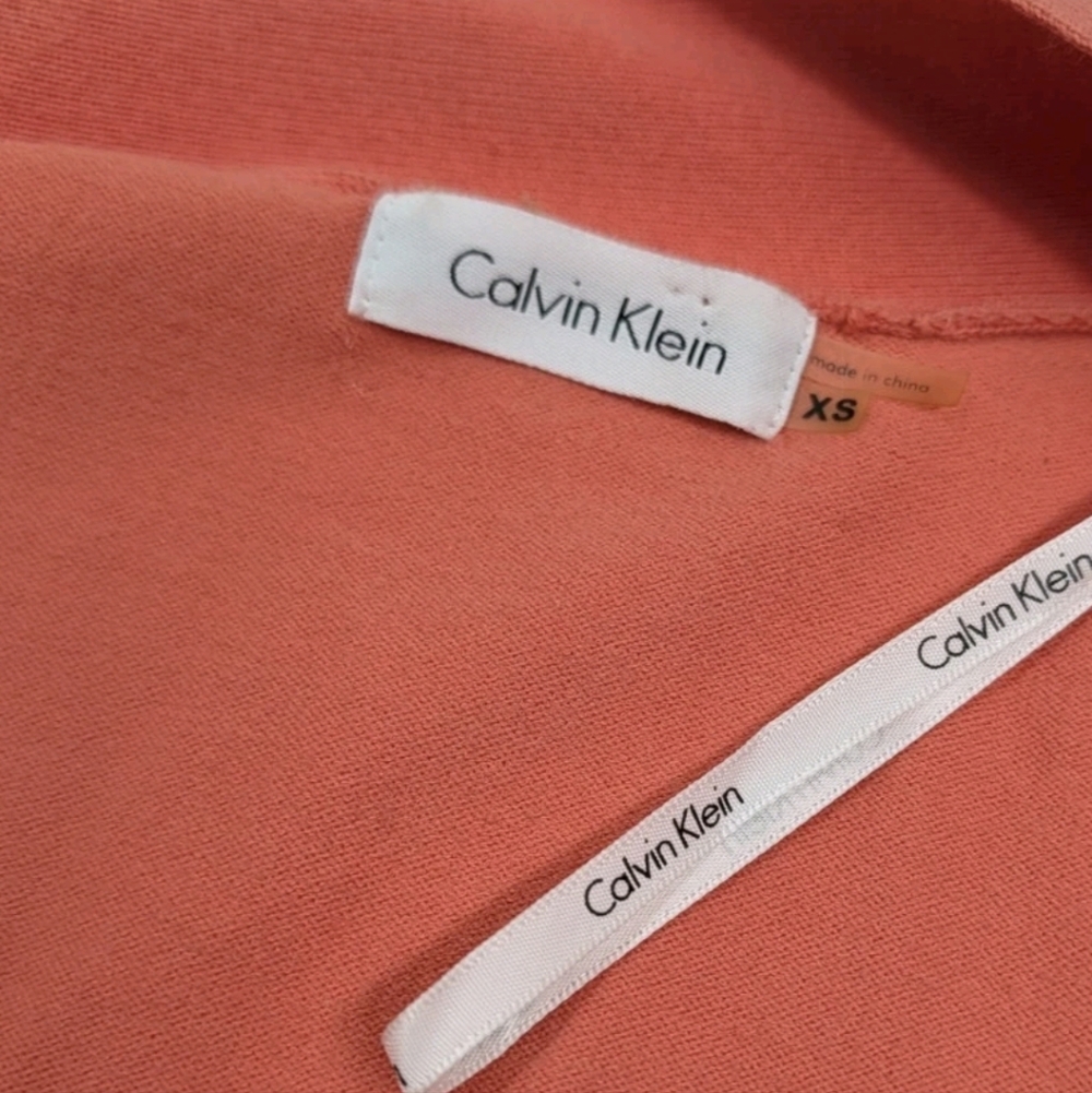 Calvin Klein Shrug Cardigan Sweater XS Orange 90s Y2K Grunge Cropped #7 - Picture 4 of 7